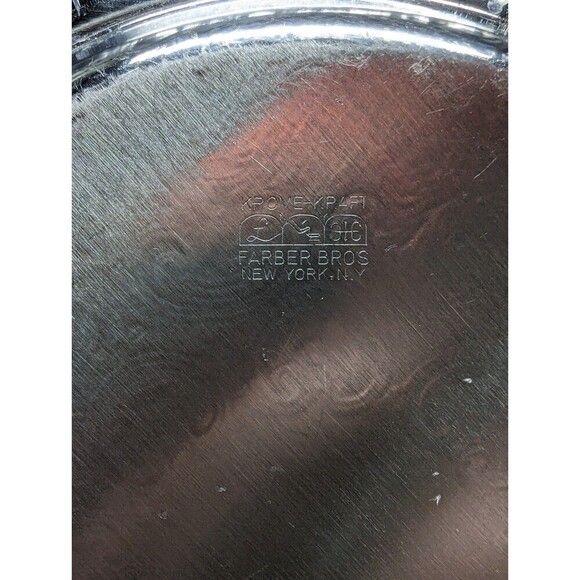 Farber Bros Krome kraft Silver Cake tray with wooden handle - Picture 6 of 6